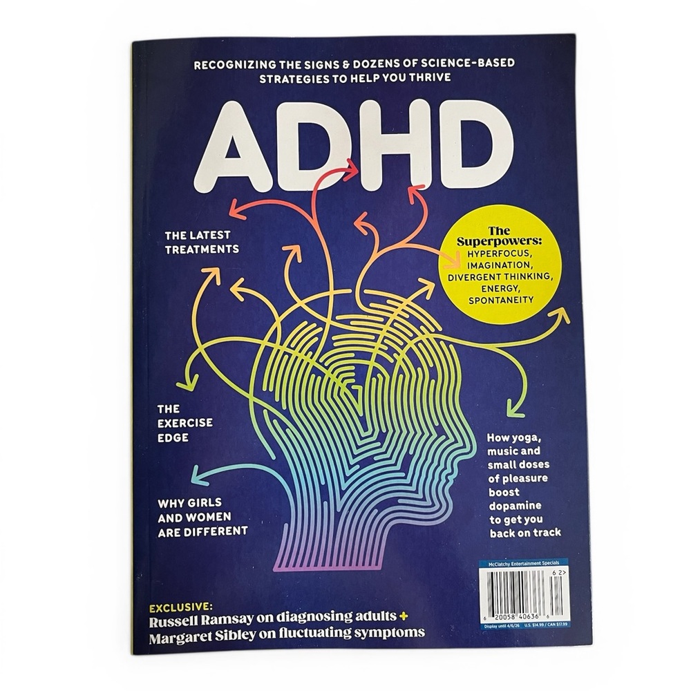 ADHD Magazine with Colorful Line Art Cover